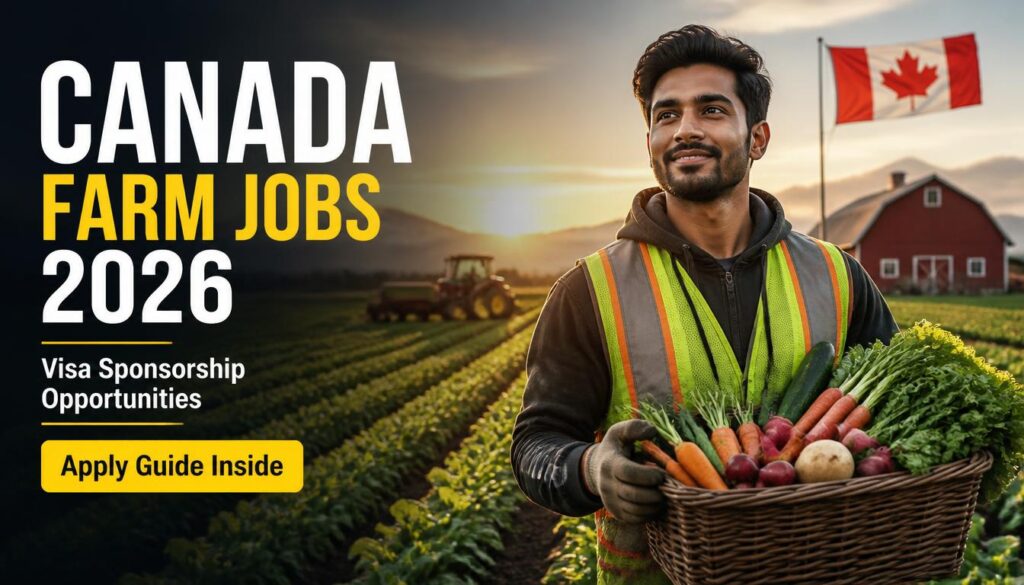 A farm worker checking crops in a Canadian field during harvest season